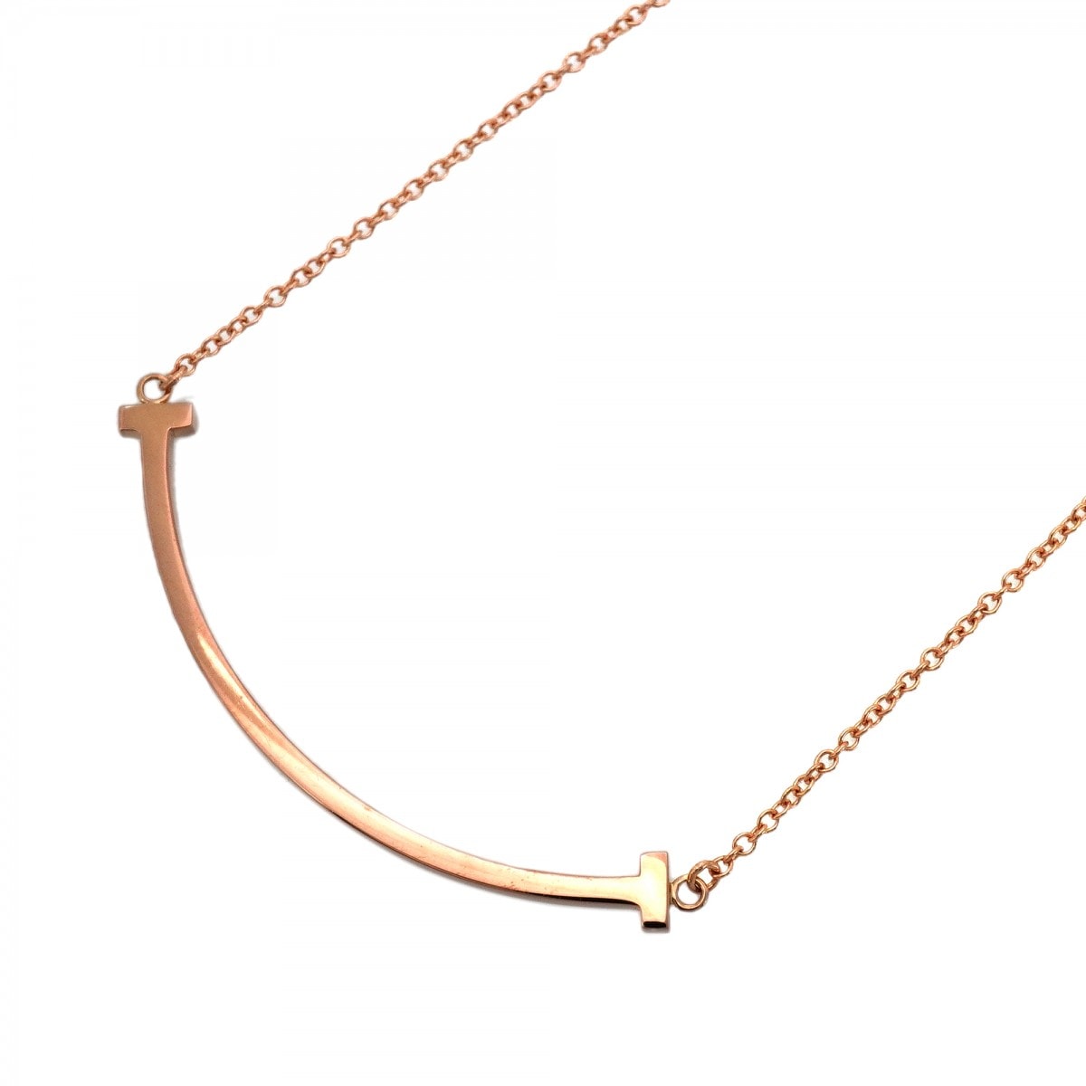 ★最終価格【6jcb0839】ティファニー ネックレス Tスマイル スモール K18PG ピンクゴールド【中古】レディース