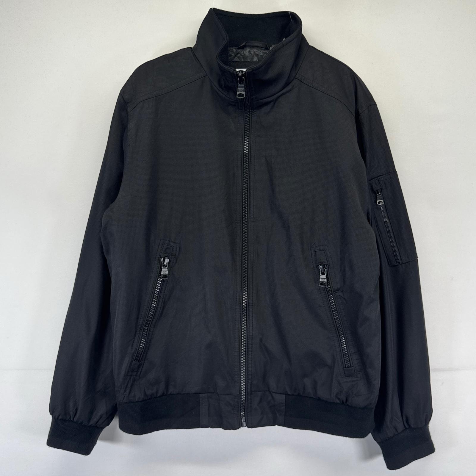 古着 カルバンクライン Calvin Klein ジャケット フルジップ ワンポイントロゴ キルティングライナー 中綿 M ブラック系 メンズ