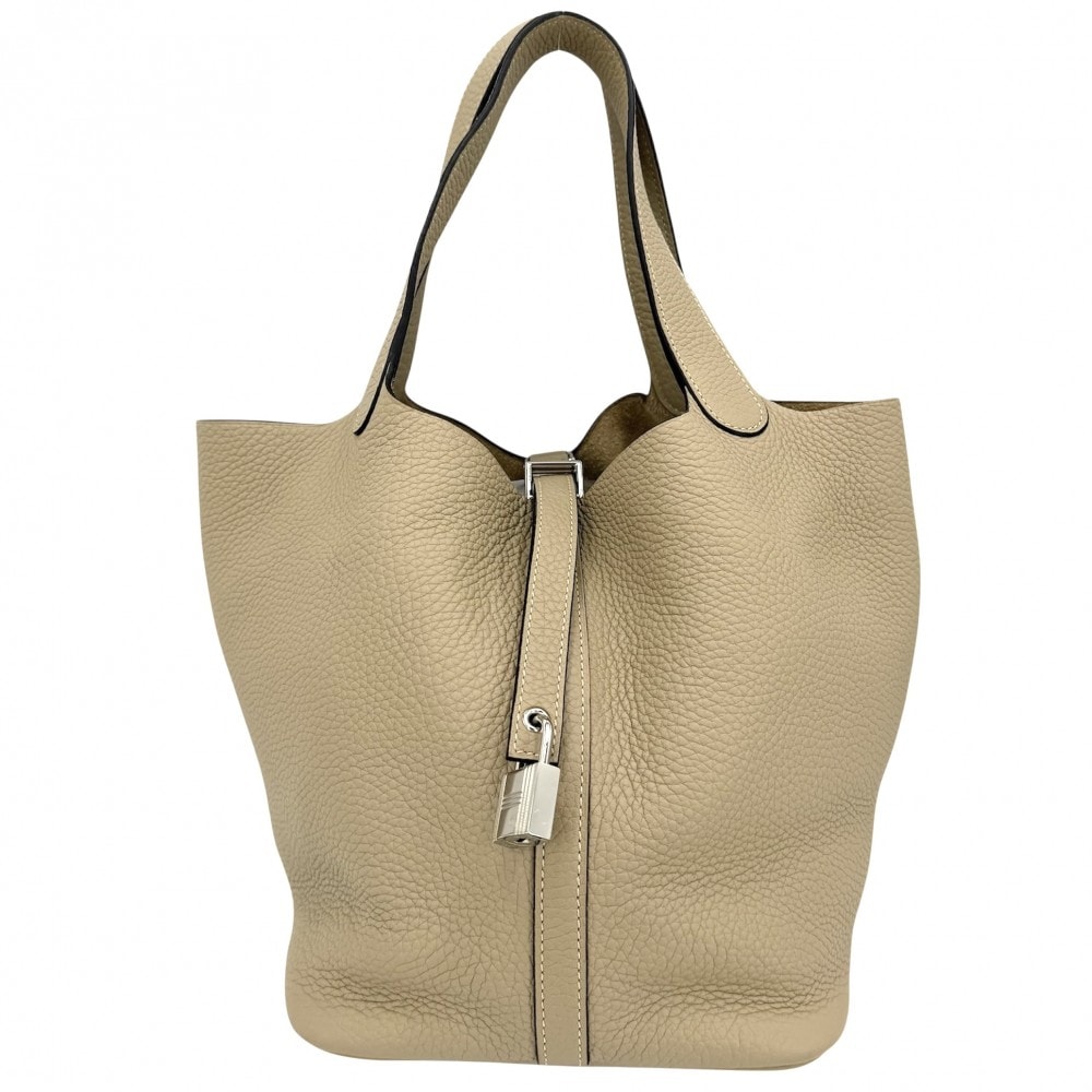 HERMES エルメス ハンドバッグ ピコタンロックMM ベージュ X刻印 トリヨン    ベージュ シルバー金具 レディース 美品 2016年【中古品】
