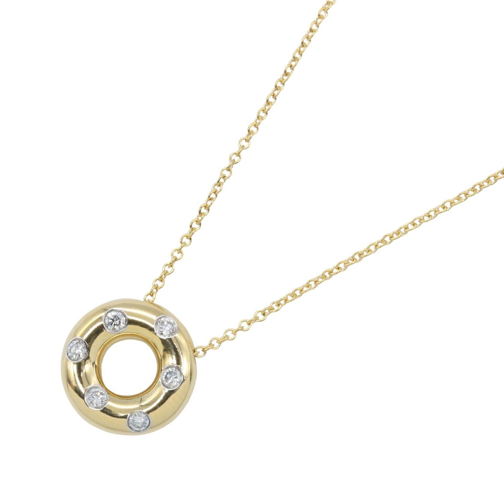 ティファニー TIFFANY&CO ドッツ ネックレス 6PD ネックレス ジュエリー K18(イエローゴールド) Pt950プラチナ ダイヤモンド レディース ゴールド系 / シルバー系 / クリア系 【中古】