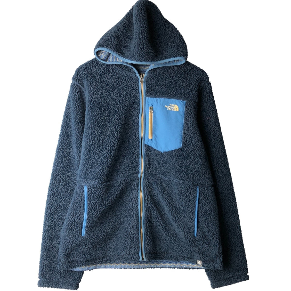 古着 ザノースフェイス THE NORTH FACE 総柄 リバーシブル フリースフルジップパーカー メンズL相当/eaa603234