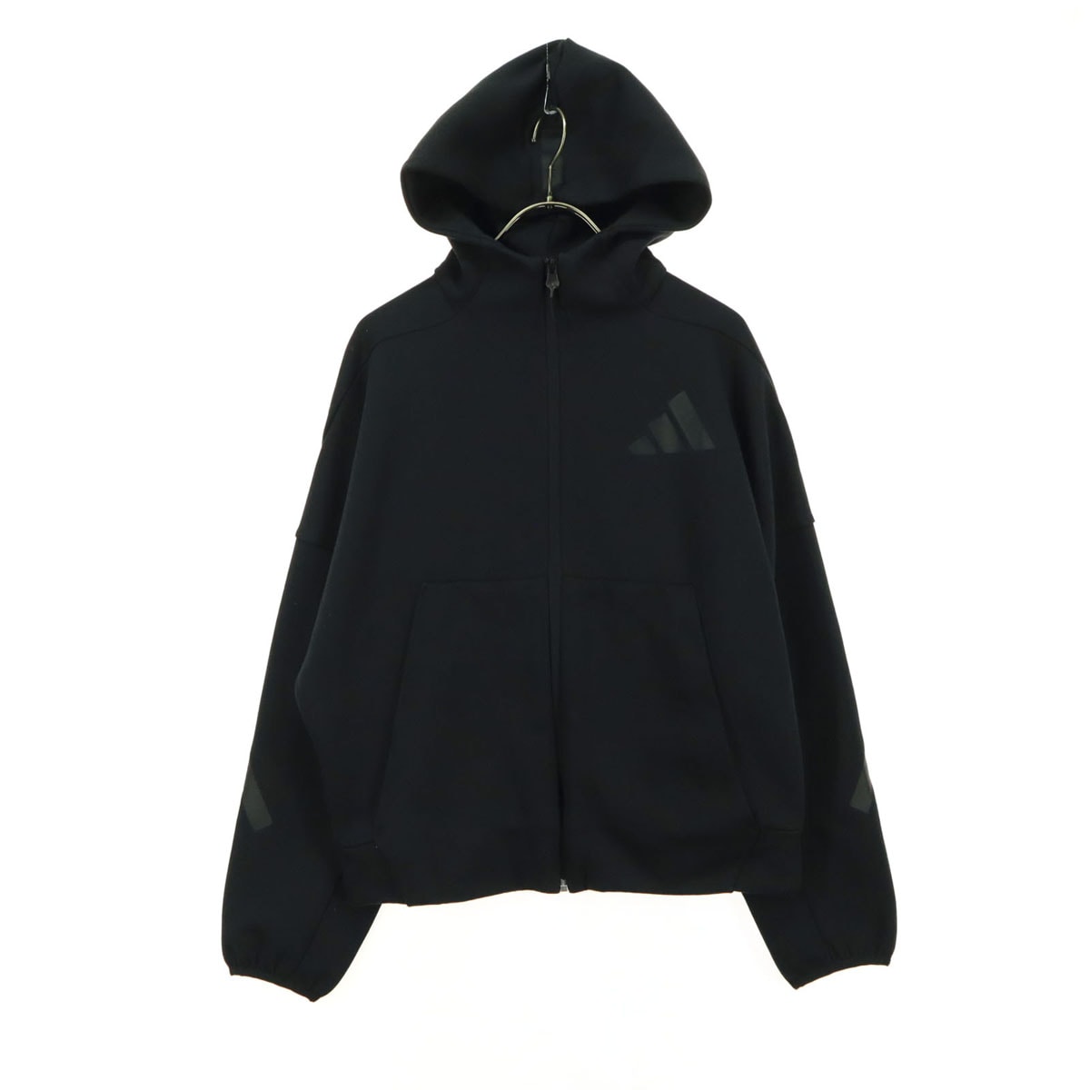 美品 adidas アディダス 長袖 スウェット ジップパーカー M ブラック