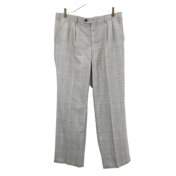 LANVIN ランバン ウールブレンド チェック柄 スラックスパンツ 91 グレー系