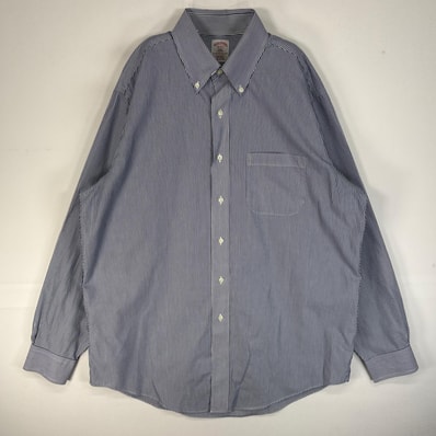古着 ブルックスブラザーズ Brooks Brothers 長袖シャツ 胸ポケ 346 REGULAR FIT L ブルー系 ストライプ メンズ