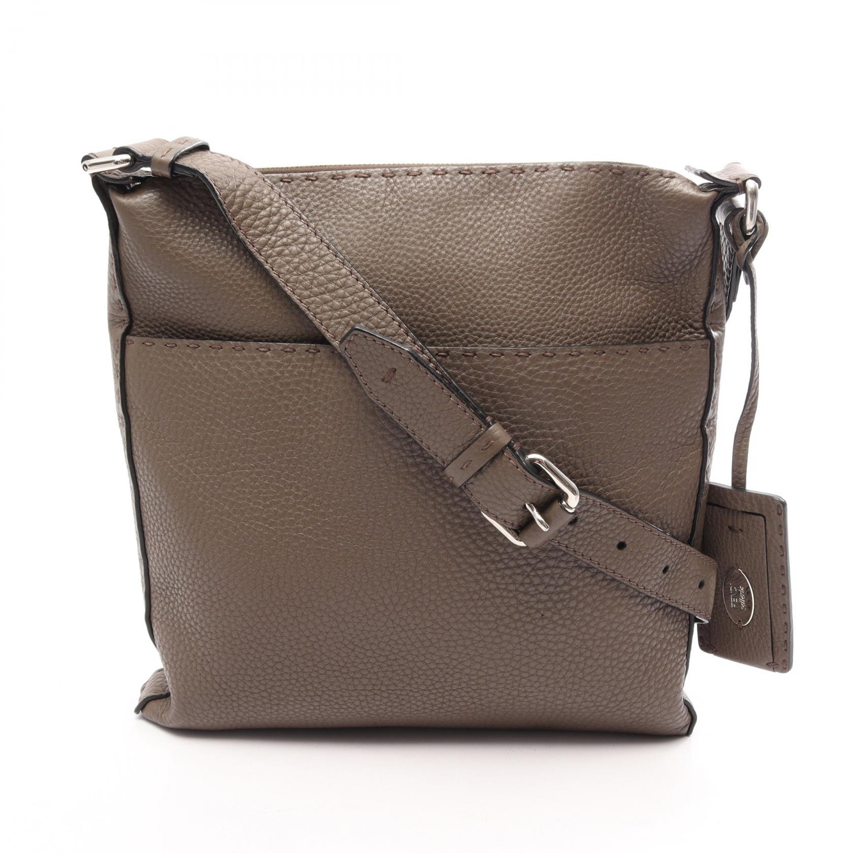 フェンディ FENDI セレリア ショルダーバッグ バッグ レザー レディース グレー系 7VA320 【中古】