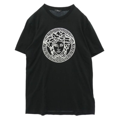VERSACE ヴェルサーチ A89287 メデューサ 刺繍 半袖 Tシャツ ブラック系 L【中古】