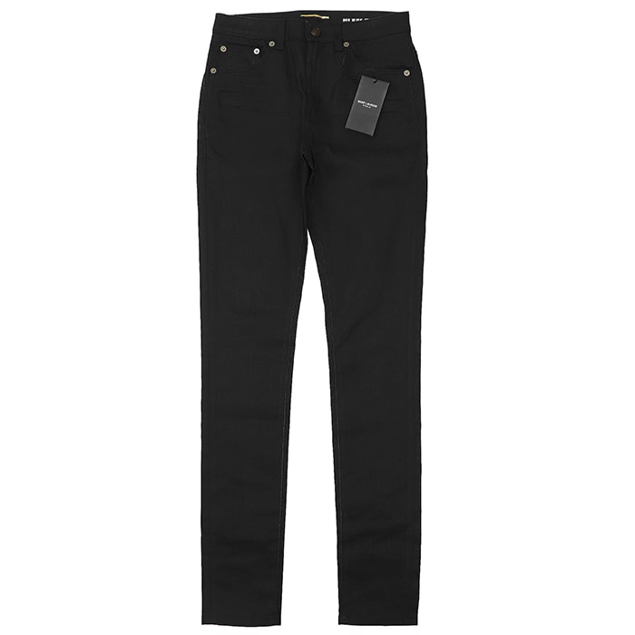 【SALE】SAINT LAURENT PARIS サンローランパリ デニムパンツ サイズ 26 レディース スキニー ジーンズ ロゴボタン ボトムス タグ付属 ブラック 黒 イタリア製
