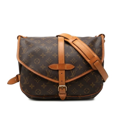 ルイ ヴィトン モノグラム ソミュール30 斜め掛け ショルダーバッグ M42256 ブラウン PVC レザー レディース LOUIS VUITTON 【中古】