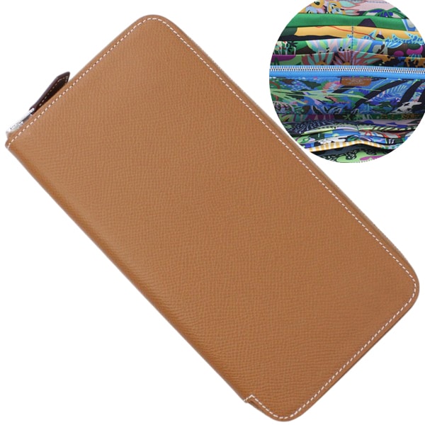 【新品】エルメス 長財布 アザップロング シルクイン ラウンドファスナー ジップアラウンド ゴールド 茶 ブラウン エプソン メンズ レディース レザー 本革 HERMES ロングウォレット プレゼント ギフト ブランド 人気 エレガント プレミアム セレブ