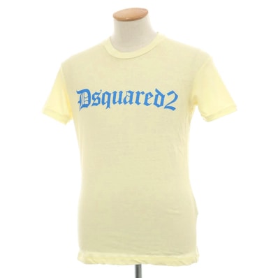 【中古】ディースクエアード DSQUARED2 コットン スラブ クルーネック 半袖Tシャツ クリームイエロー【サイズS】【メンズ】