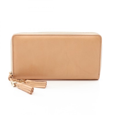 グッチ GUCCI タッセル ラウンド長財布 財布 レザー レディース ベージュ系 261393 【中古】
