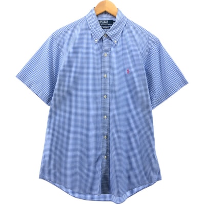 古着 ラルフローレン Ralph Lauren POLO by Ralph Lauren CUSTOM FIT ギンガムチェック 半袖 ボタンダウン チェックシャツ メンズM相当/eaa551914