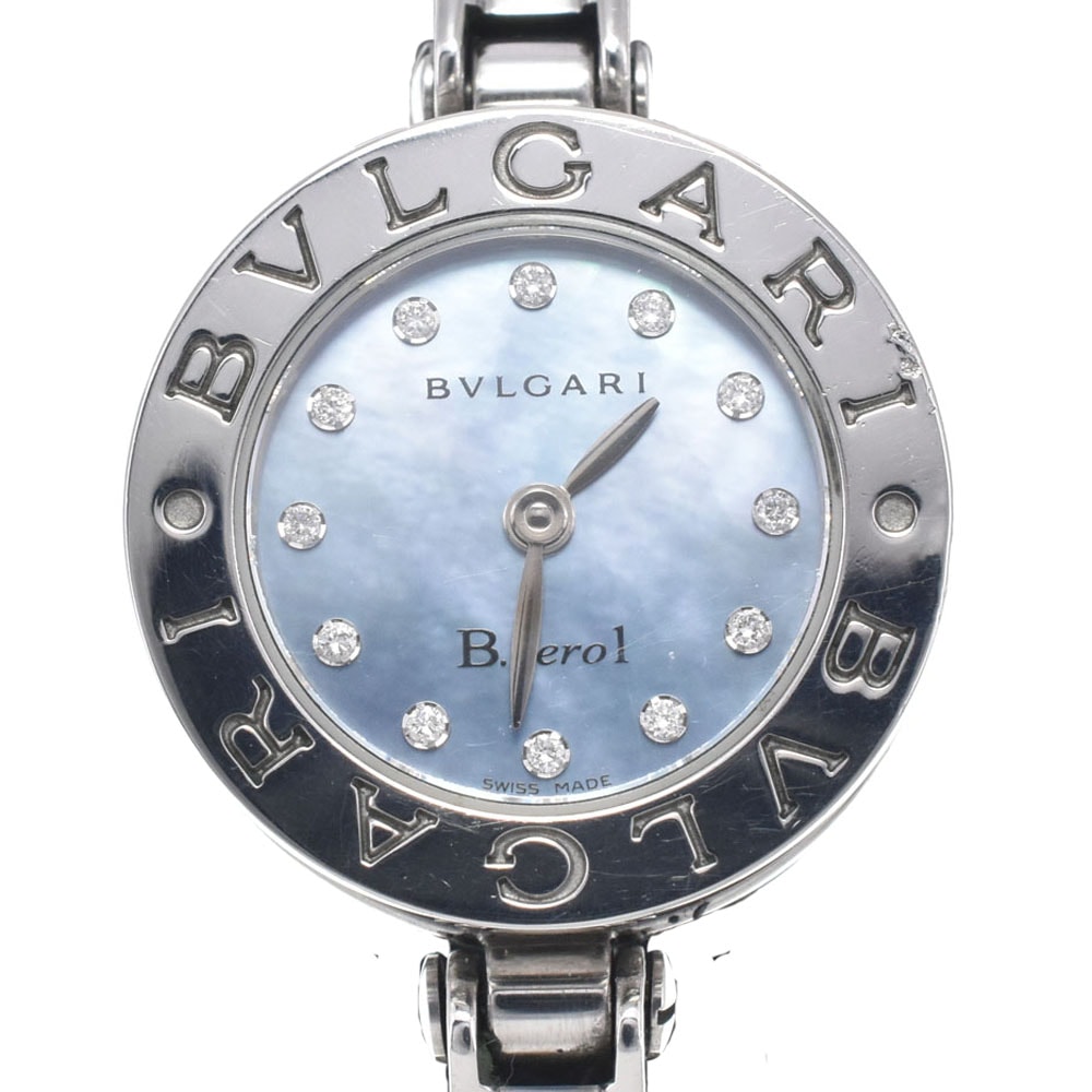ブルガリ BVLGARI BZ22S B-Zero1 12P ダイヤモンド ブルーシェル クォーツ レディース 良品 腕時計 M#148233