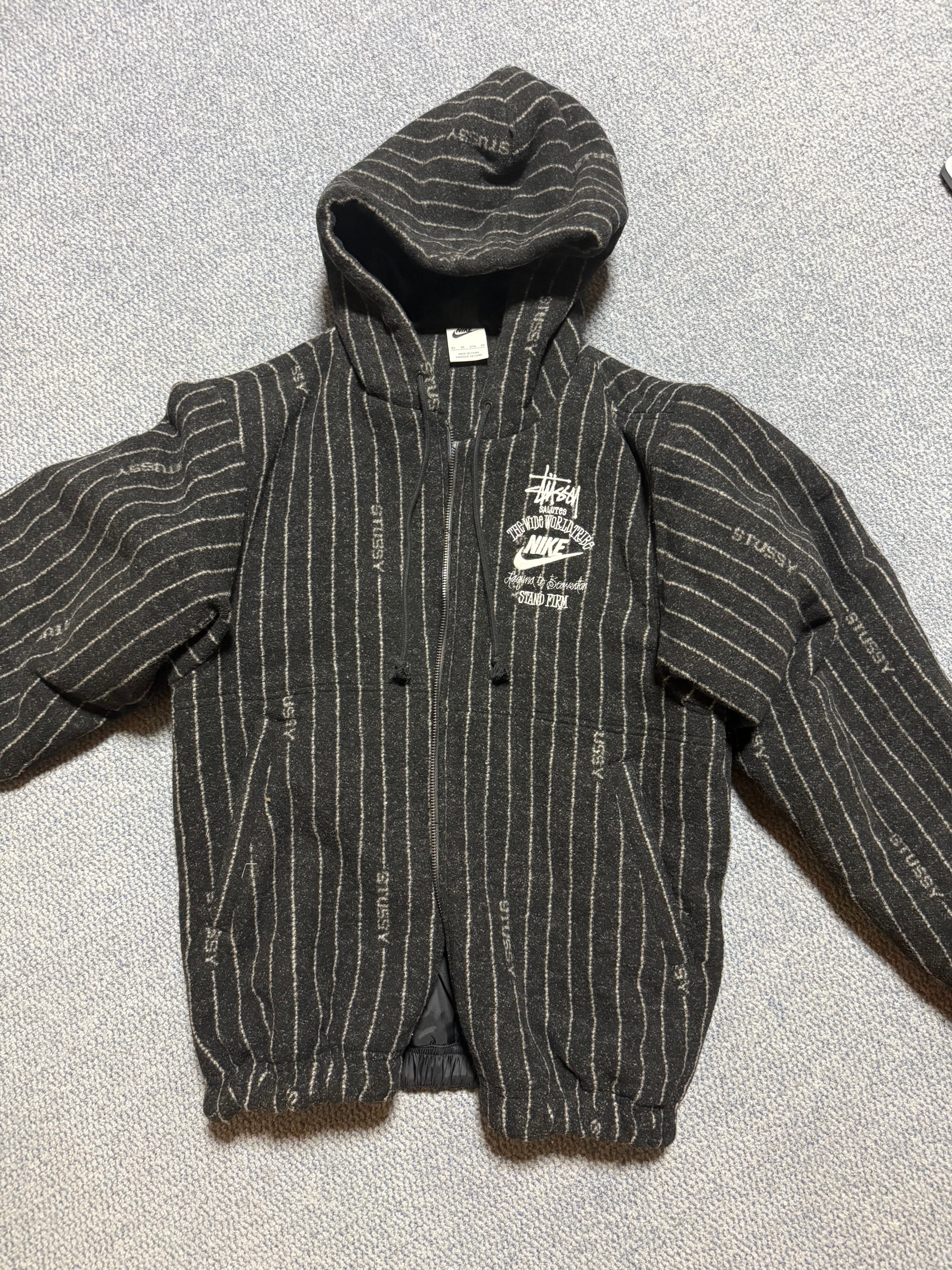 Stussy x Nike Striped Wool Jacket "Black"