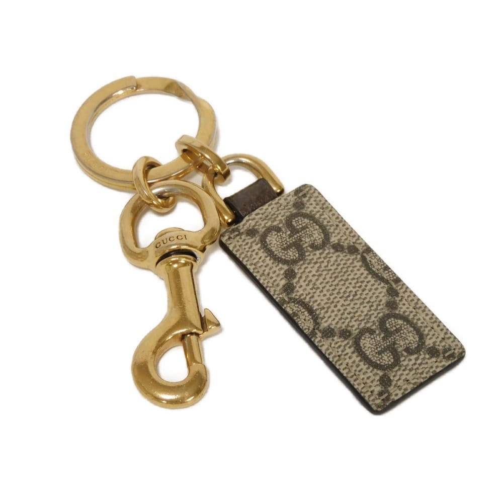 GUCCI グッチ オフィディア クロージャー キーチェーン 現行 ダブルG キーリング バッグチャーム ゴールド GGスプリーム ベージュ キーホルダー 794061 K9GST 8358