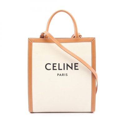 セリーヌ CELINE スモール バーティカル カバ 2WAY トートバッグ バッグ キャンバス レザー レディース ベージュ系 / ブラウン系 【中古】