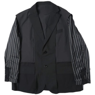 sacai サカイ 24SS 日本製 Suiting Jacket ハイブリッド スーチングジャケット 24-03265M 1 BLACK テーラード ドッキング アウター g27569