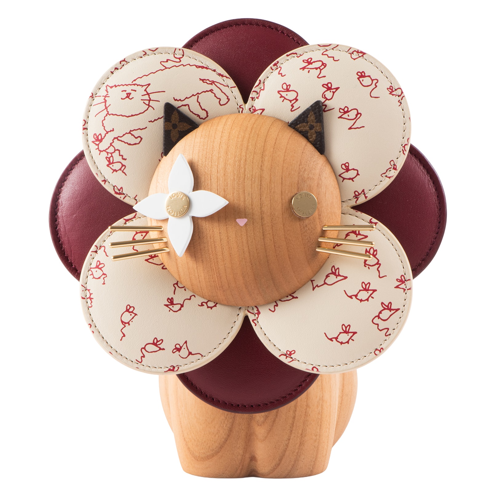 LOUIS VUITTON ルイ・ヴィトン ヴィヴィエンヌ ペチュラ キャット GI1402 グレース・コディントン コラボ 置物 オブジェ ウッド モノグラムキャンバス レッド【中古】