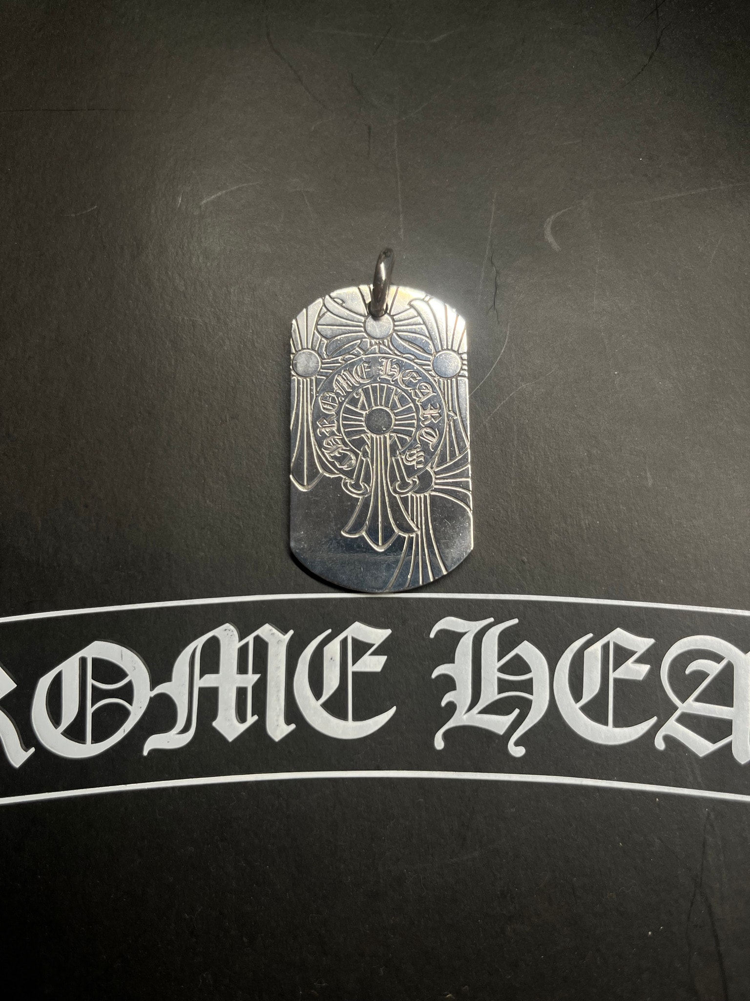 Chrome Hearts Dog Tag Large God Bless Charm "Silver"