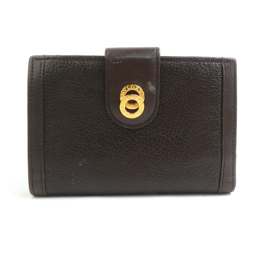 ブルガリ BVLGARI 二つ折り財布 レザー ブラウン ユニセックス【中古】 r10681a