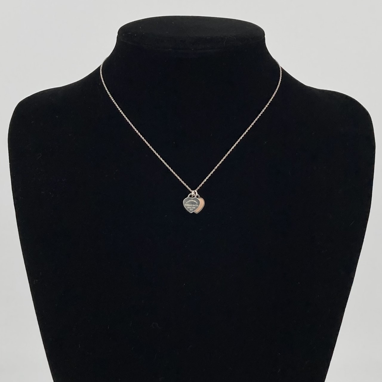 TIFFANY&Co.(ティファニー) リターン トゥ ティファニー ダブル ハート タグ ペンダント Ag925 ネックレス 2.68g シルバー×ピンク