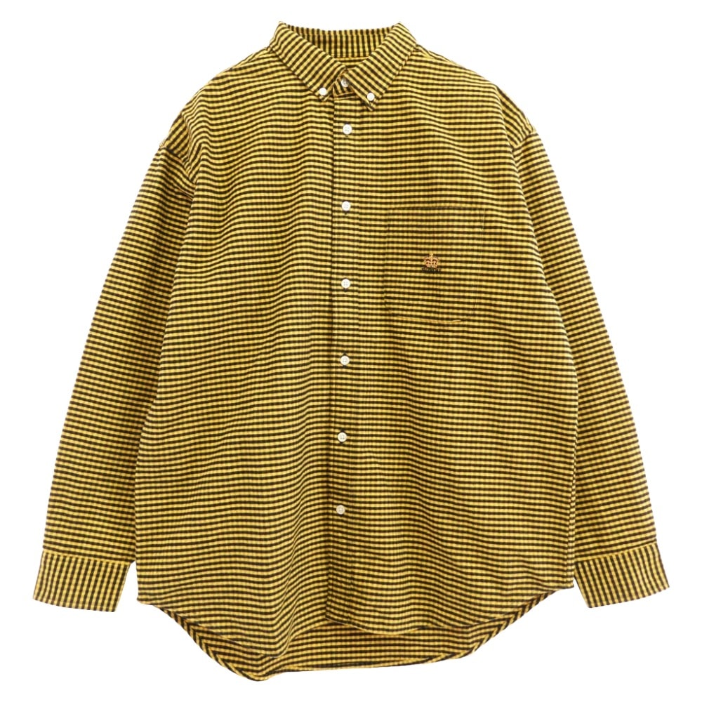 Supreme シュプリーム 長袖シャツ 24AW Loose Fit Flannel Oxford Shirt ルーズフィット フランネル オックスフォード シャツ 長袖シャツ イエロー系 ブラック系 M【美品】【中古】