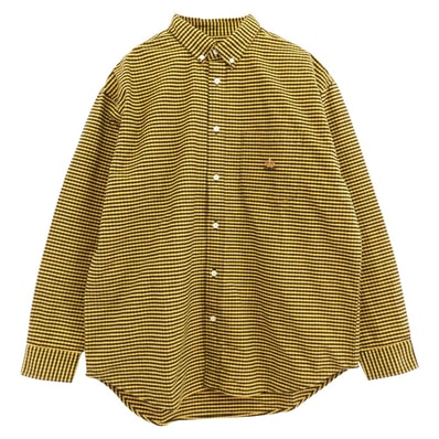 Supreme シュプリーム 長袖シャツ 24AW Loose Fit Flannel Oxford Shirt ルーズフィット フランネル オックスフォード シャツ 長袖シャツ イエロー系 ブラック系 M【美品】【中古】