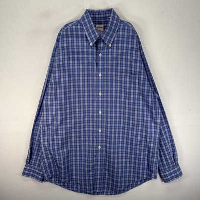 古着 ブルックスブラザーズ Brooks Brothers 長袖シャツ ボタンダウン 胸ポケット 346 M ブルー系 チェック メンズ