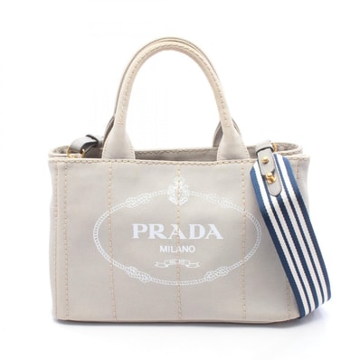 プラダ PRADA CANAPA カナパ 2WAY トートバッグ バッグ キャンバス レディース グレー系 【中古】