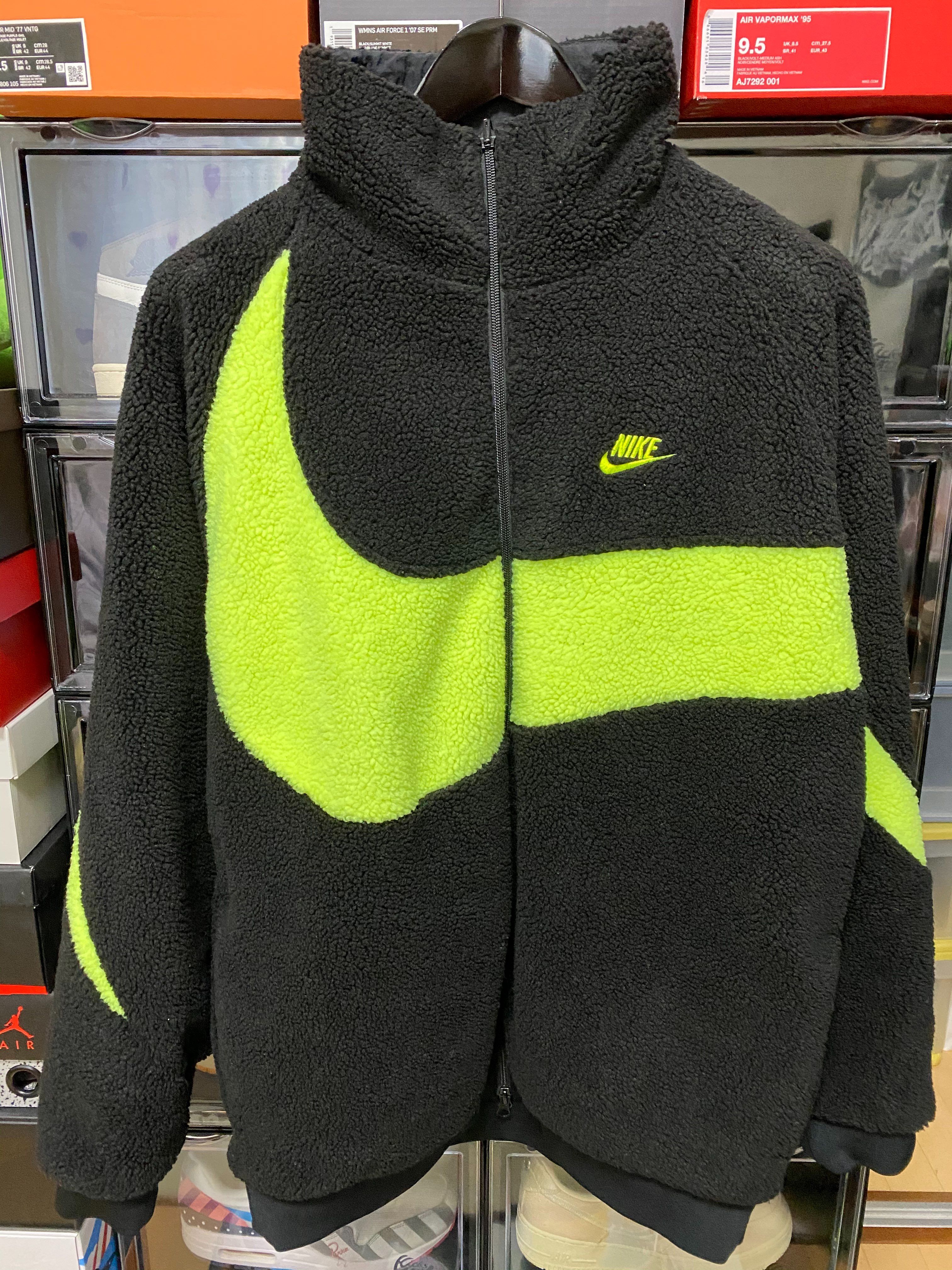 Nike Big Swoosh Reversible Boa Jacket"Black Neon"