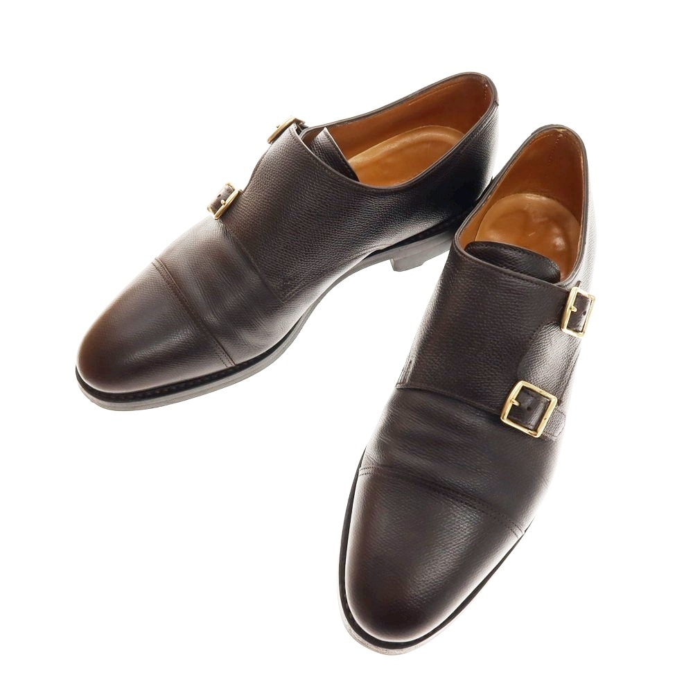 【中古】ジョンロブ John Lobb WILLIAM 型押しレザー ダブルモンク ドレスシューズ ダークブラウン【サイズ6D】【メンズ】