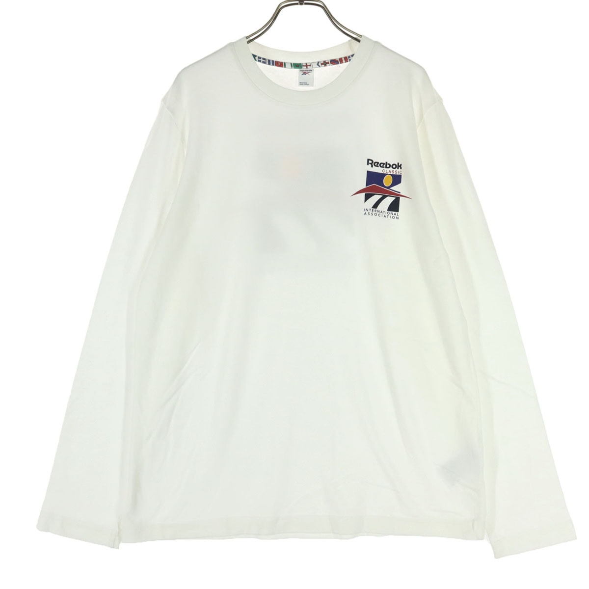 Reebok リーボック 両面プリント 長袖 Tシャツ M ホワイト ロンT