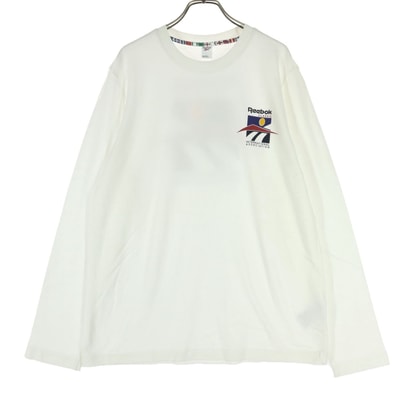 Reebok リーボック 両面プリント 長袖 Tシャツ M ホワイト ロンT
