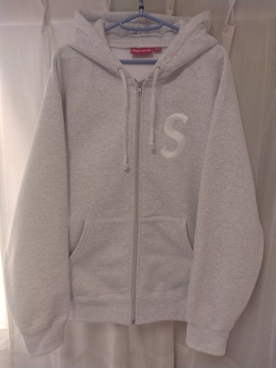 Supreme S Logo Zip Up Hooded Sweatshirt "Ash Grey"
