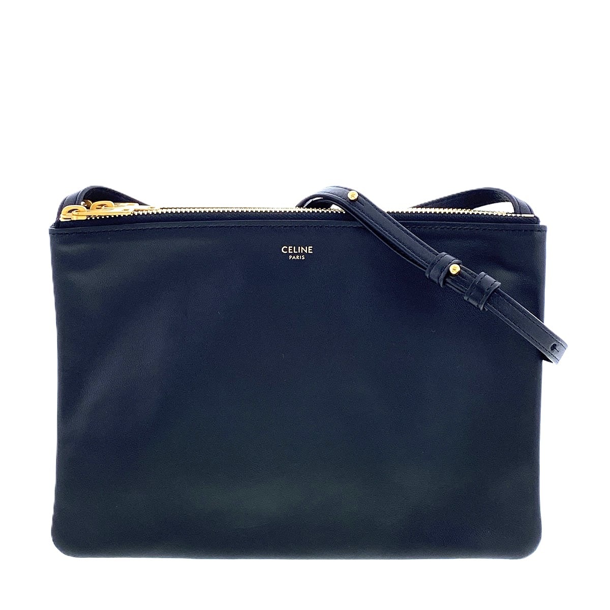 CELINE セリーヌ ラージトリオ ショルダーバッグ ショルダーバッグ 171453 レザー ブラック  レディース【中古】