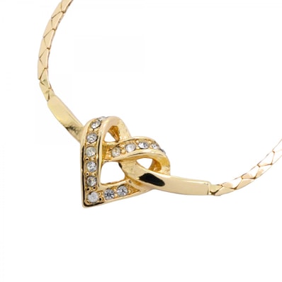 【6jdb0034-k】クリスチャンディオール ネックレス ハートモチーフ GPメッキ ラインストーン ゴールド【中古】レディース