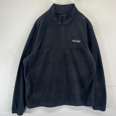 古着 コロンビア Columbia ハーフジップフリースジャケット ワンポイントロゴ アウトドア プルオーバー ブラック メンズ