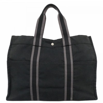 【6de6247-k】エルメス トートバッグ フールトゥGM キャンバス ブラック シルバー金具【中古】メンズ レディース ユニセックス