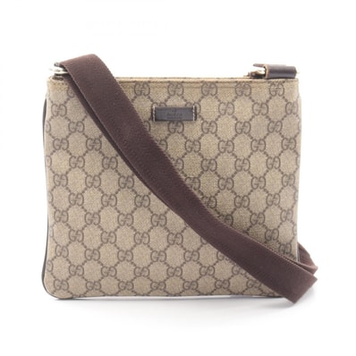 グッチ GUCCI GGスプリーム ショルダーバッグ バッグ PVCコーティングキャンバス レザー レディース ベージュ系 / ブラウン系 201538 【中古】