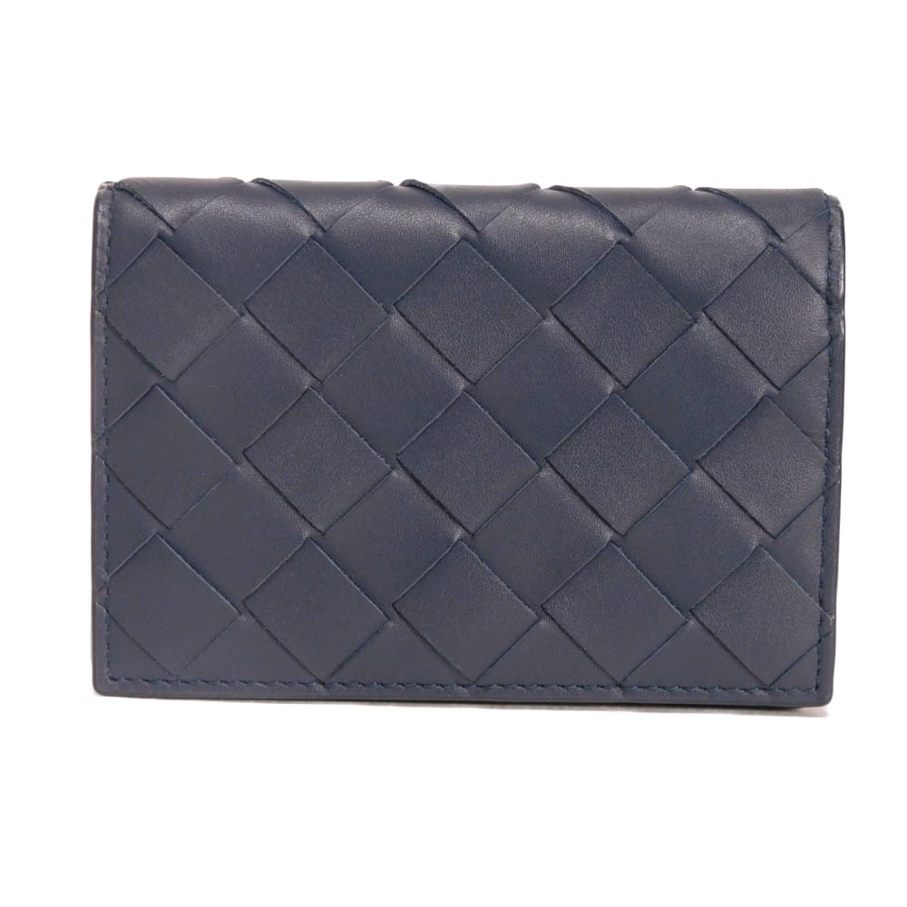 BOTTEGAVENETA ボッテガヴェネタ ビジネスカードホルダー カーキ ダークブルー ダークグリーン バイカラー スナップボタン コンパートメント パスケース 名刺入れ RFID ICチップ マキシ イントレチャート ネイビー カードケース 814657