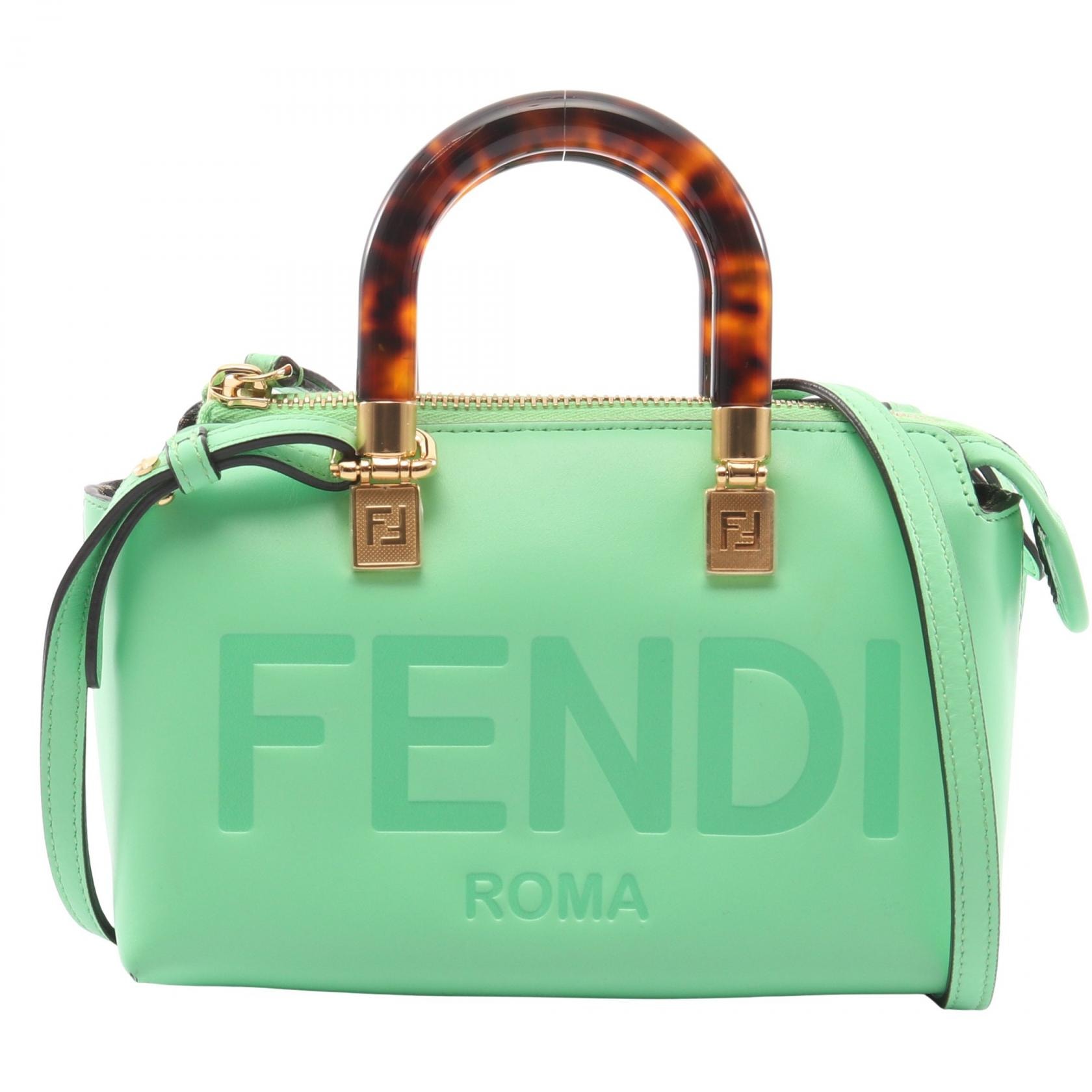 フェンディ FENDI バイザウェイ ミニ 2WAY ハンドバッグ バッグ レザー レディース グリーン系 8BS067 【中古】