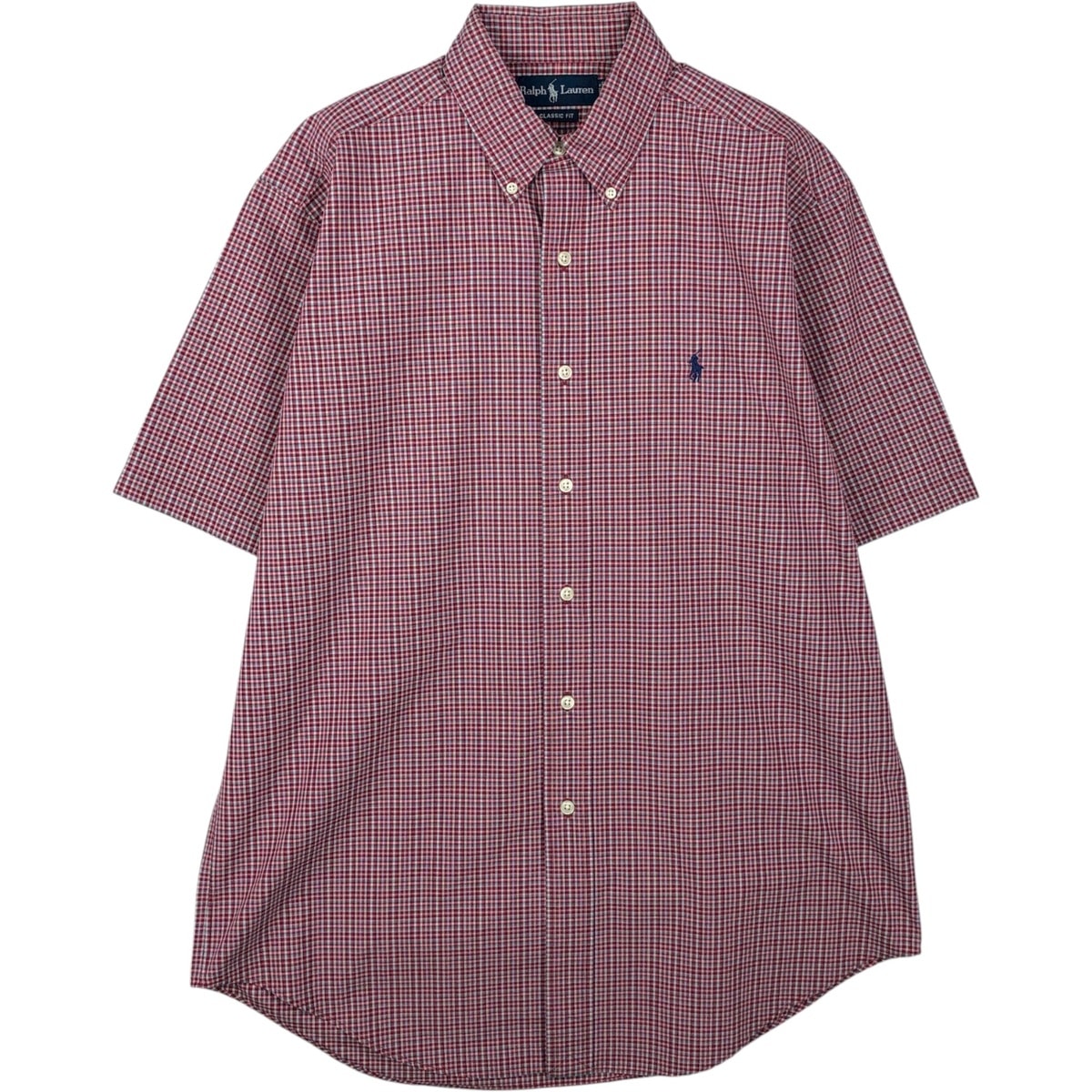 古着 ラルフローレン Ralph Lauren CLASSIC FIT 半袖 ボタンダウン チェックシャツ メンズM相当/eaa644841