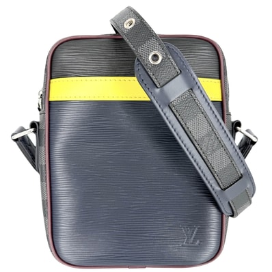 LOUIS VUITTON ルイヴィトン ショルダーバッグ ダヌーブ 肩掛け 斜め掛け M55100 ダミエグラフィットキャンバス ブラック 黒 イエロー シルバー金具 メンズ【中古品】