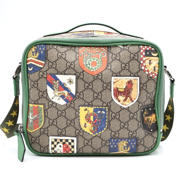 GUCCI(グッチ)クーリエ GGスプリーム ショルダーバッグ メッセンジャーバッグ ワッペン アップリケ グリーン レザー 474137【中古】