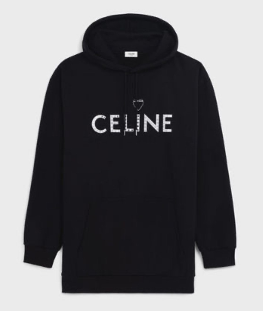 CELINE Hoodie In Cotton Fleece With Artist Print "Black/White"