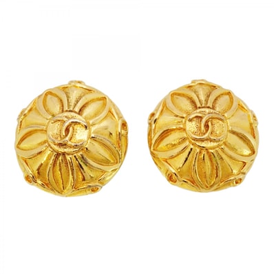 【6jdb0541】シャネル イヤリング ヴィンテージ ココマーク 丸型 サークル GPメッキ ゴールド【中古】レディース