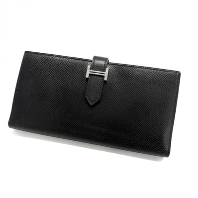 エルメス ヴォーエプソン ベアンスフレ 長財布 □N刻印 ブラック シルバー金具 HERMES 正規品【鑑定済み】