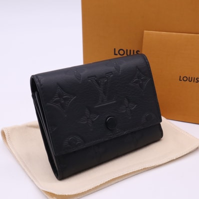 LOUIS VUITTON ルイ・ヴィトン モノグラム シャドウ ヴィクターウォレット M12635 三つ折り財布 ブラック カーフレザー レディース