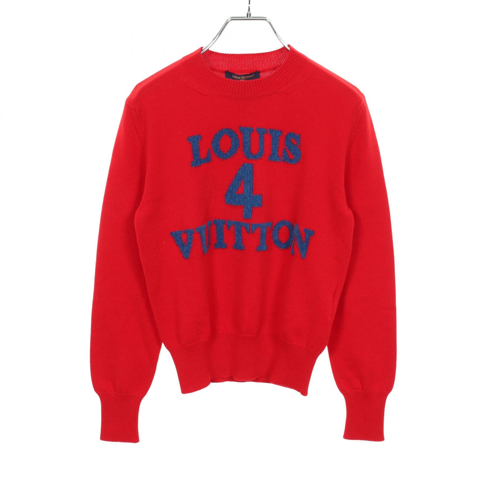 ルイ・ヴィトン LOUIS VUITTON ロゴ クルーネック ニット 衣料品 トップス コットン カシミヤ レッド レディース レッド系 RW232W 160 FPKL01 【中古】