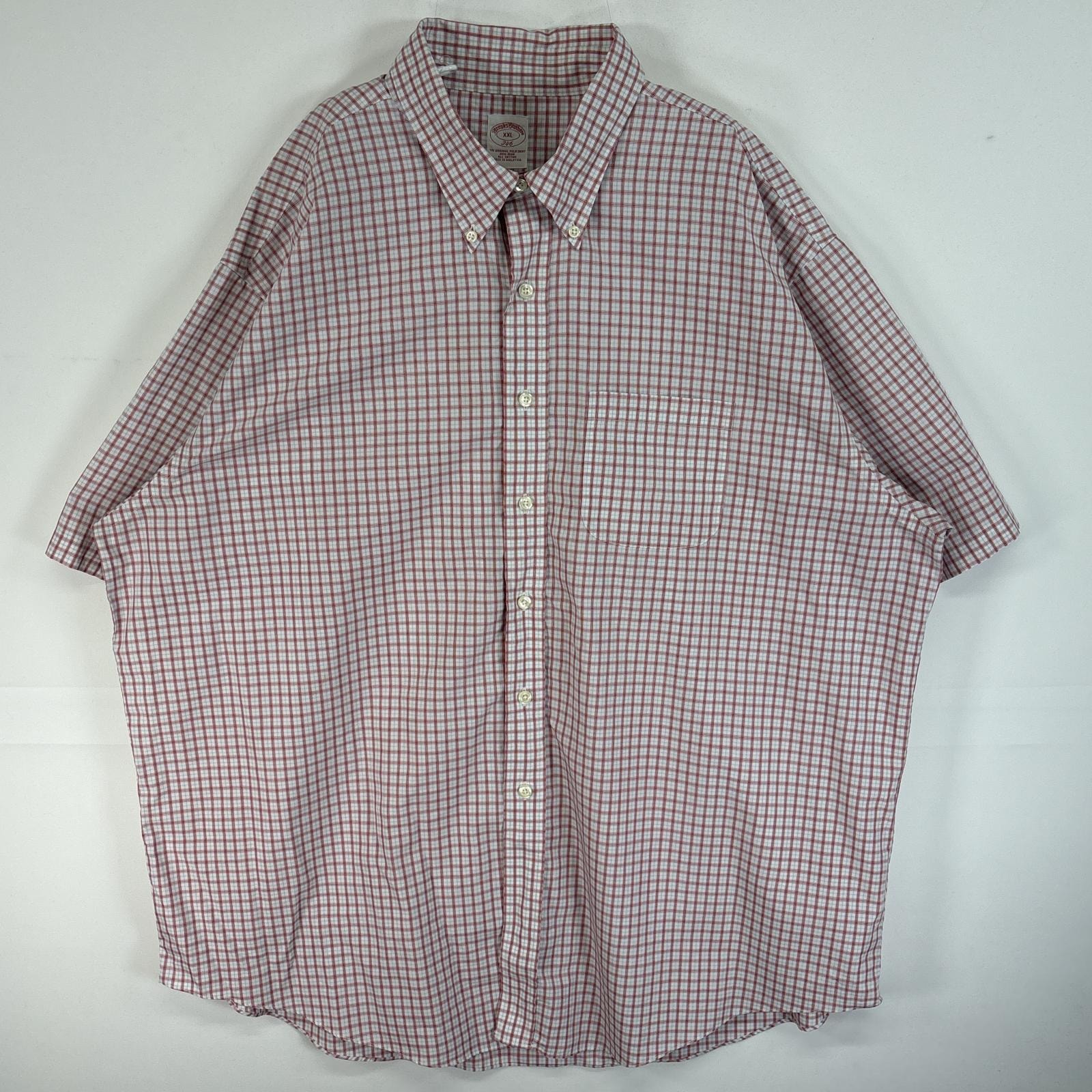 古着 ブルックスブラザーズ Brooks Brothers 半袖シャツ チェック柄 胸ポケ 大きいサイズ 346 14041  レッド マルチカラー メンズ